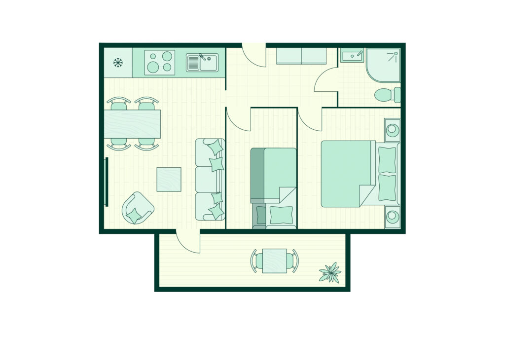 Floorplan leilighet 4 senger