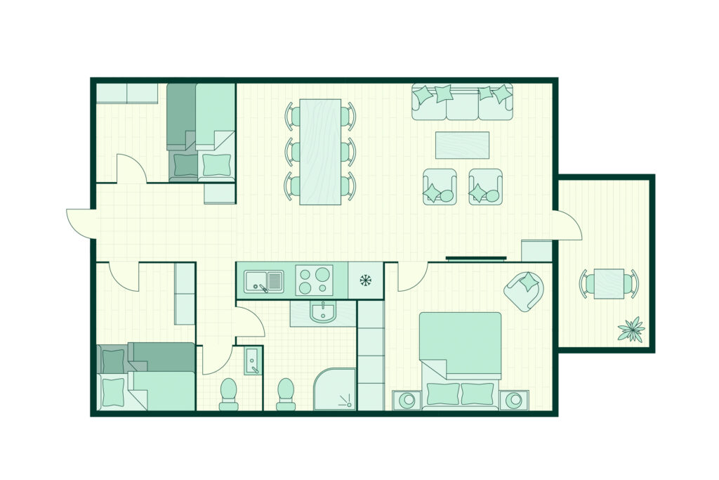 Floorplan leilighet 8 senger